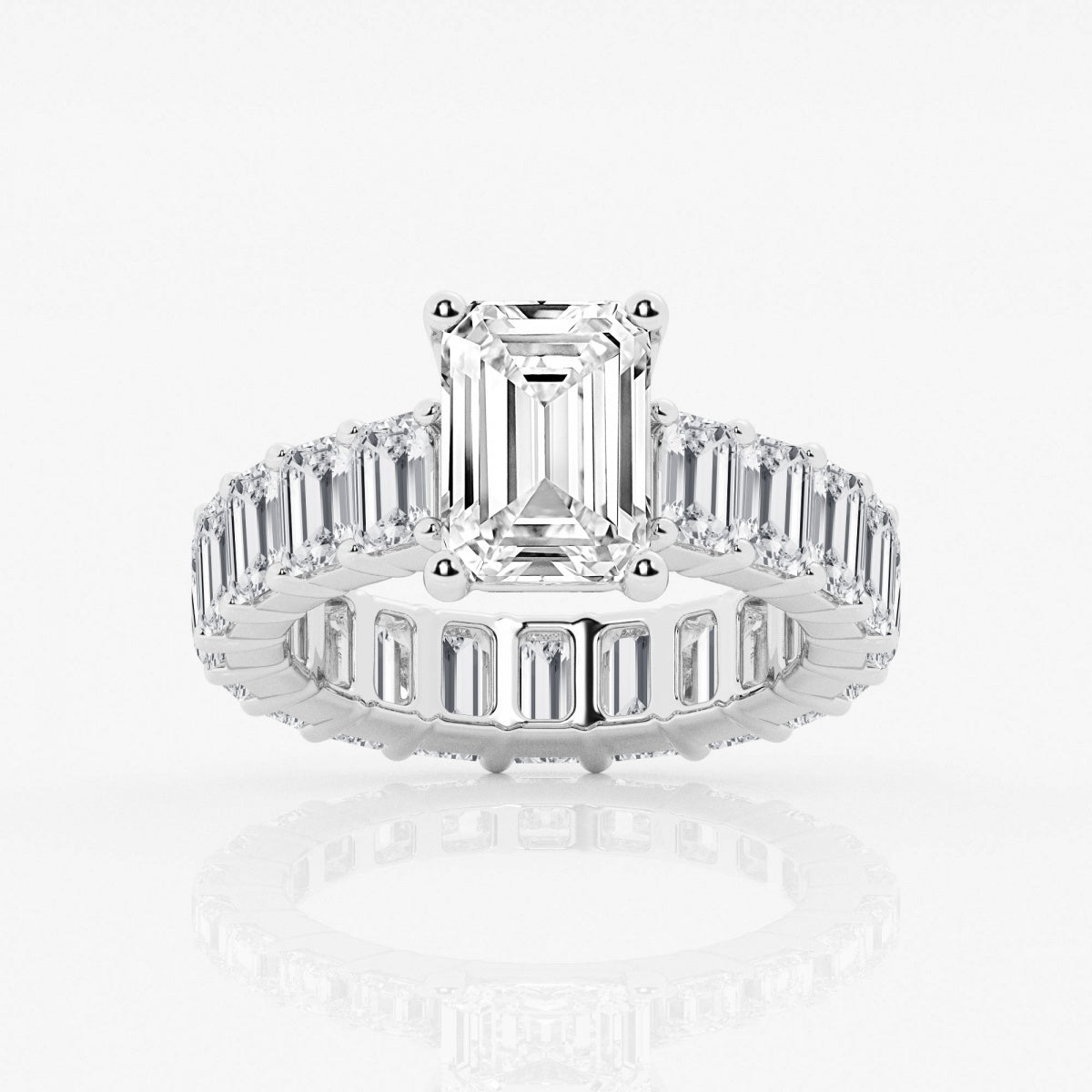 7 3/4 ctw Emerald Lab Grown Diamond Eternity Side Stone Engagement Ring